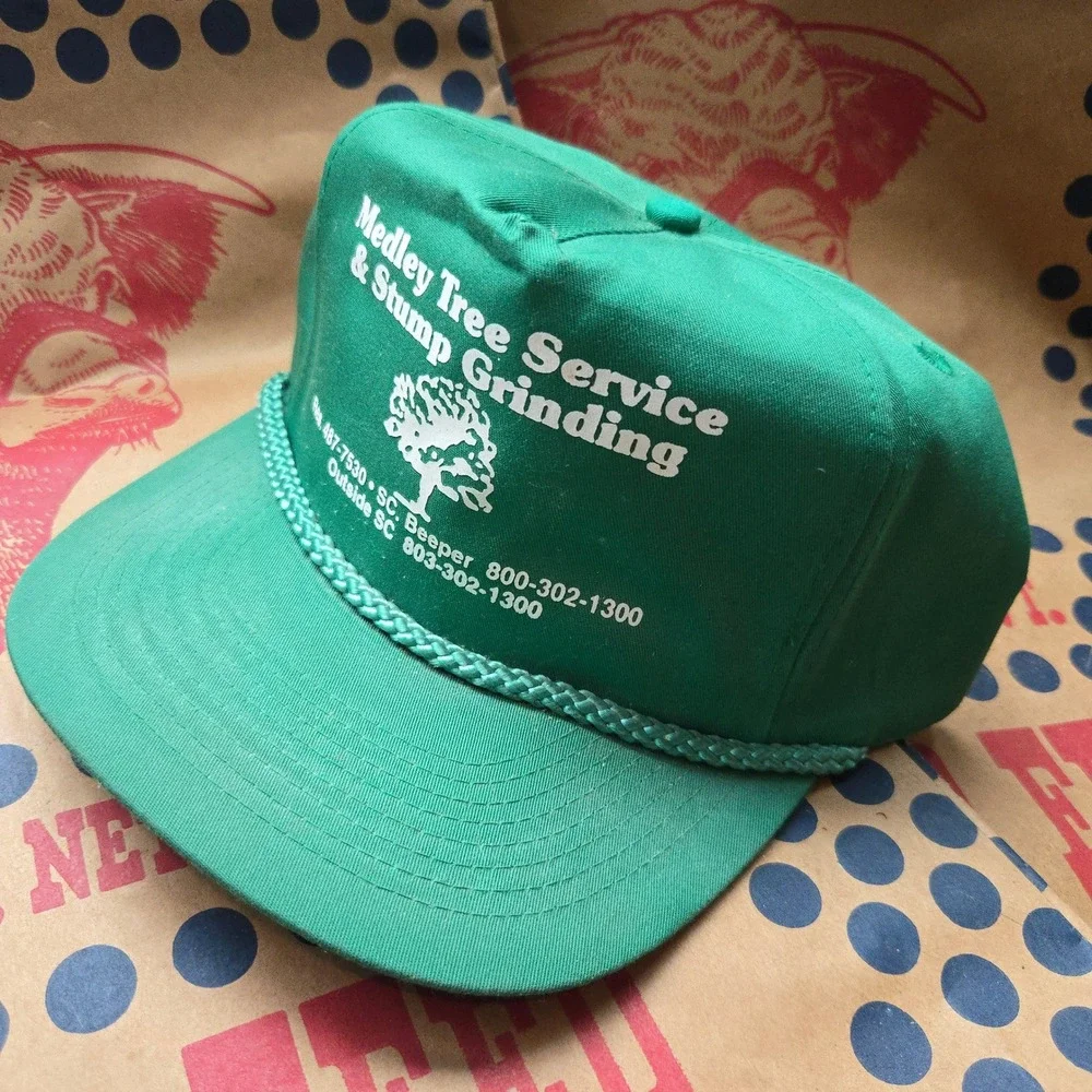 Medley SC Stump Grinding Hat Tree Service USA Trucker Roper‎ Snapback OSFA Green
